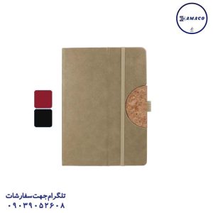 عکس دفترچه یادداشت A5 جا موبایلی چرمی کاغذ کرم