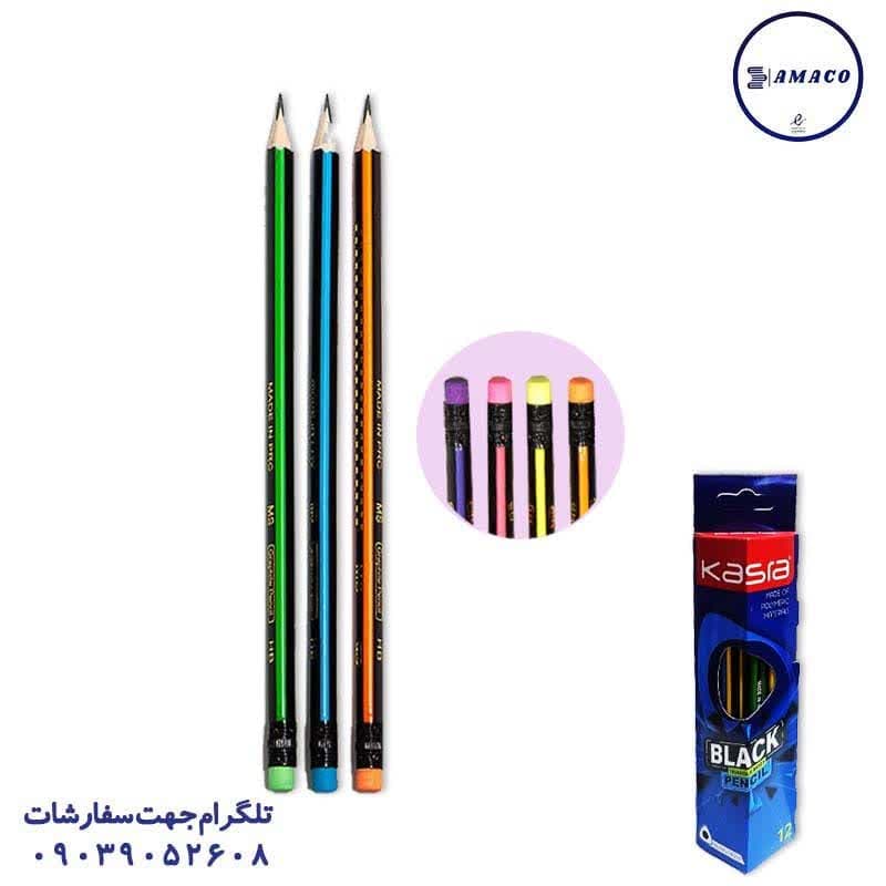 خرید مداد مشکی 3 گوش مخطط کسرا عکس مداد مداد مشکی 3 گوش مخطط کسرا