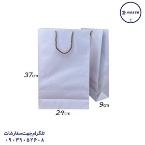عکس ساک و جعبه ساک کادویی تبلیغاتی سفید سایز 4 عمودی (25عددی)