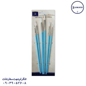 عکس پالت و قلم مو قلم مو گرد 6 عددی پاستلی