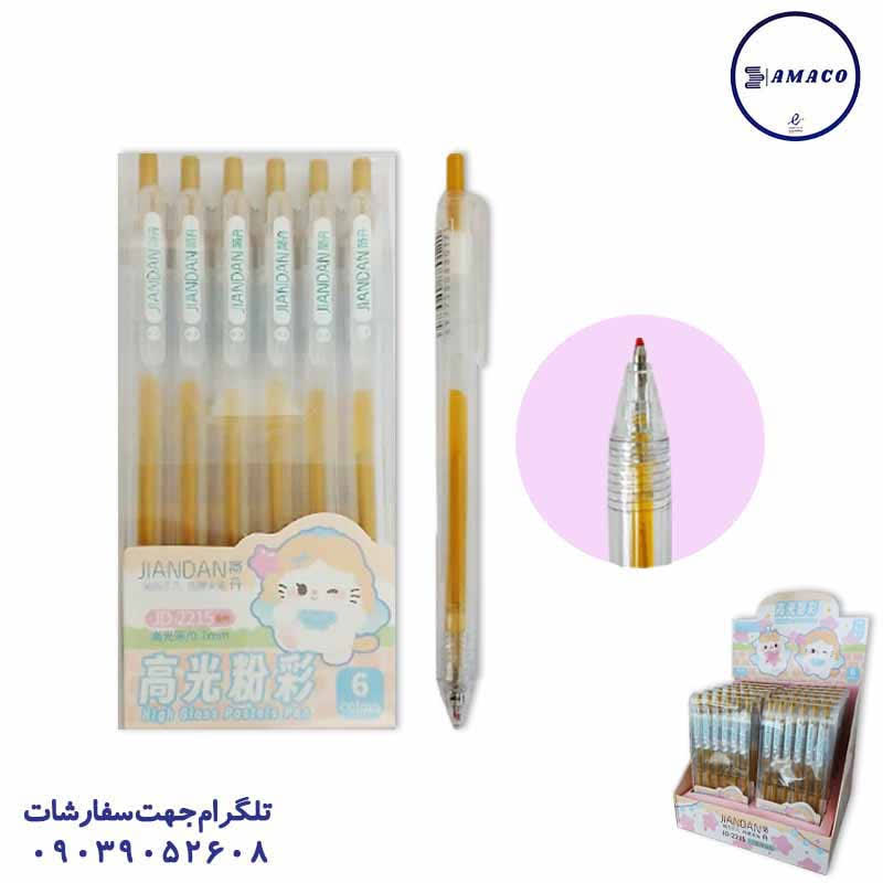 خرید روان نویس طلایی فشاری 6 عددی 2215 عکس روان نویس روان نویس طلایی فشاری 6 عددی 2215