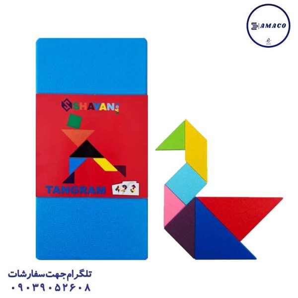 عکس بازی فکری تانگرام تکنفره جعبه پلاستیکی 175 طرح شایان