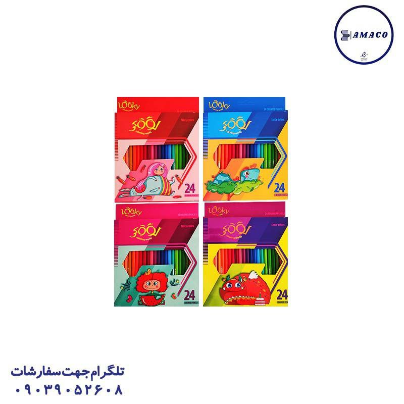 خرید مداد رنگی 24 مقوا لوکی عکس مدادرنگی مداد رنگی 24 مقوا لوکی