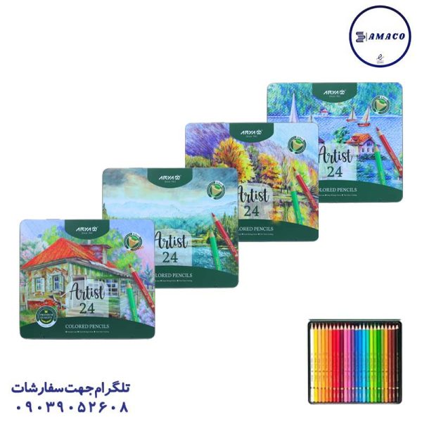 عکس مدادرنگی مداد رنگی 24 فلز آرتیست 3902 آریا