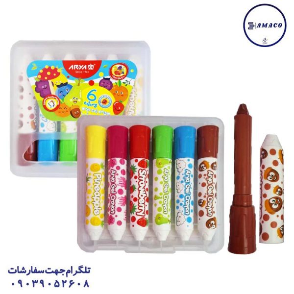 عکس پاستیل و آبرنگ پاستل پیچی ژله ای 6 رنگ 2060/9020 آریا