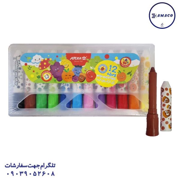 عکس پاستیل و آبرنگ پاستل پیچی ژله ای 12 رنگ 2061/9021 آریا