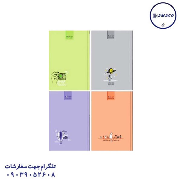عکس دفتر ته چسب دفتر 80 خطی ته چسب پاستلی 4006 فدک