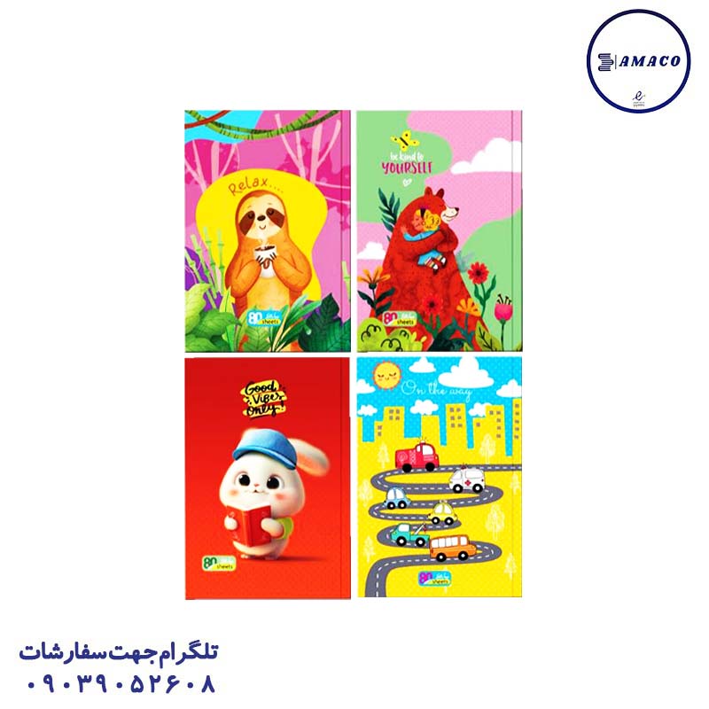 خرید دفتر 80 خطی ته چسب فانتزی 4006 فدک عکس دفتر ته چسب دفتر 80 خطی ته چسب فانتزی 4006 فدک
