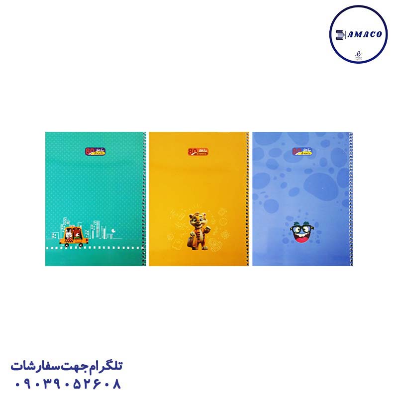 خرید دفتر 80 خطی فنری تکرنگ 6521 فدک عکس دفتر فنری دفتر 80 خطی فنری تکرنگ 6521 فدک