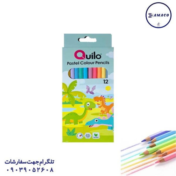 عکس نوشت افزار مداد رنگی 12 مقوا پاستلی 644531 کویلو