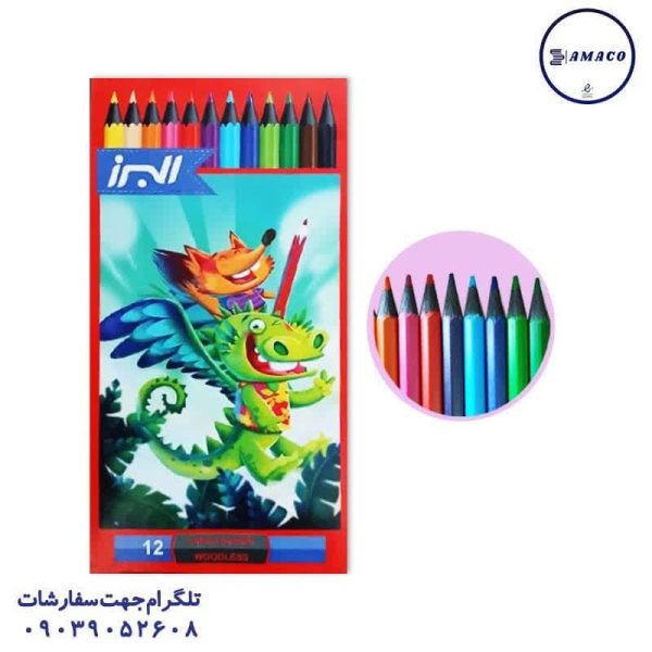 عکس مدادرنگی مداد رنگی 12 مقوا چوب مشکی البرز