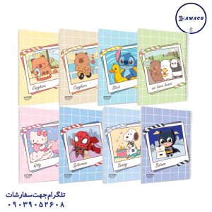عکس دفتر دفتر 80 خطی استیکر دار طرح کاراکتر کد 326 پیتیکو