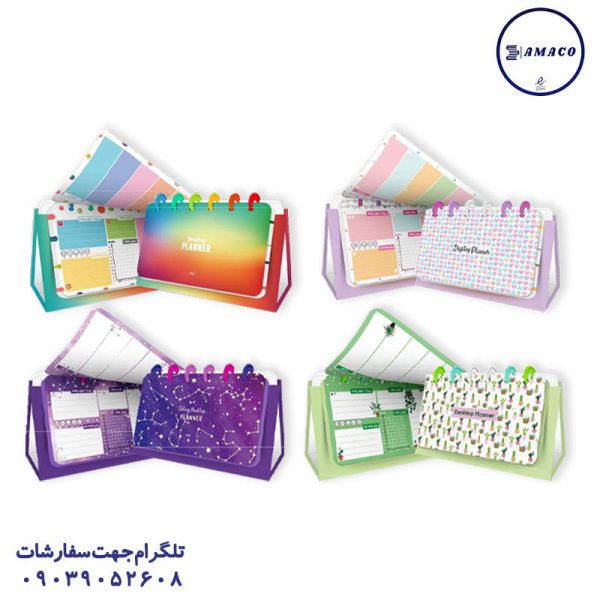 عکس دفتر پلنر پلنر دکمه ای رومیزی 9.5*18 کد 009 آبرنگ