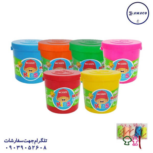 عکس خمیر بازی و شن جادویی خمیر 5 رنگ سطلی نانو آنتی باکتریال کنکو