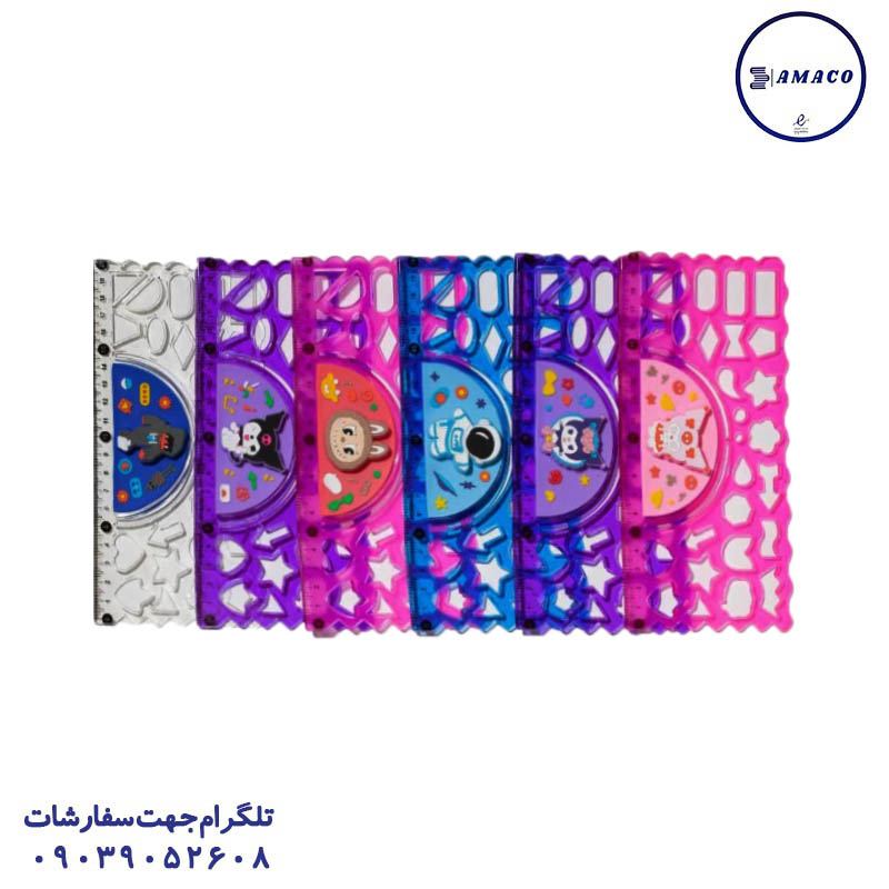 خرید شابلون جفتی چراغدار سیلیکونی5202 یونیک عکس لوازم ریاضی شابلون جفتی چراغدار سیلیکونی5202 یونیک