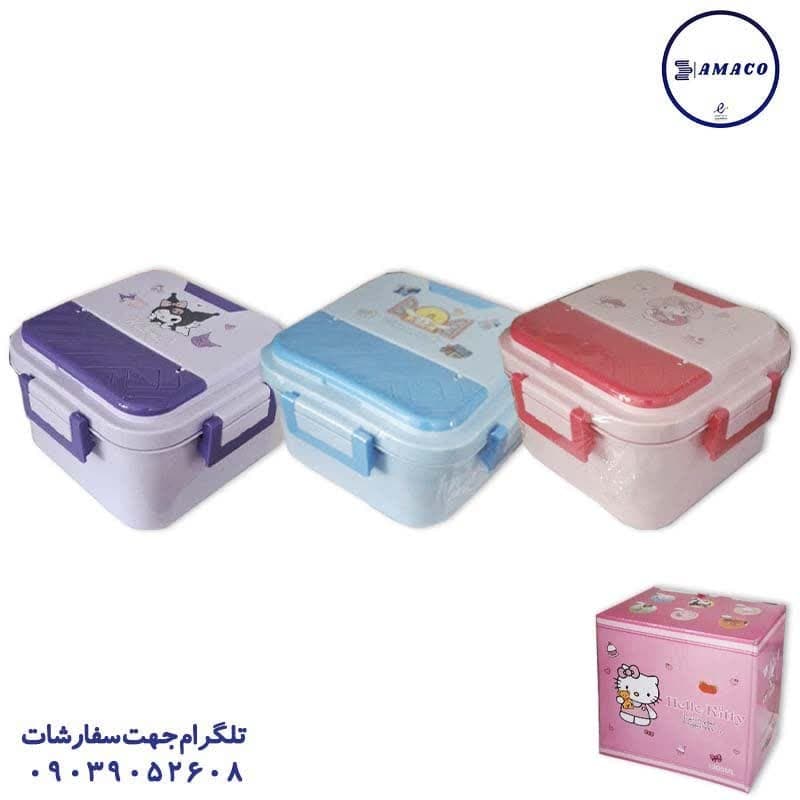 خرید 633 لانچ باکس داخل استیل مربع فانتزی کد 2 عکس ظرف غذا قمقمه لیوان 633 لانچ باکس داخل استیل مربع فانتزی کد 2