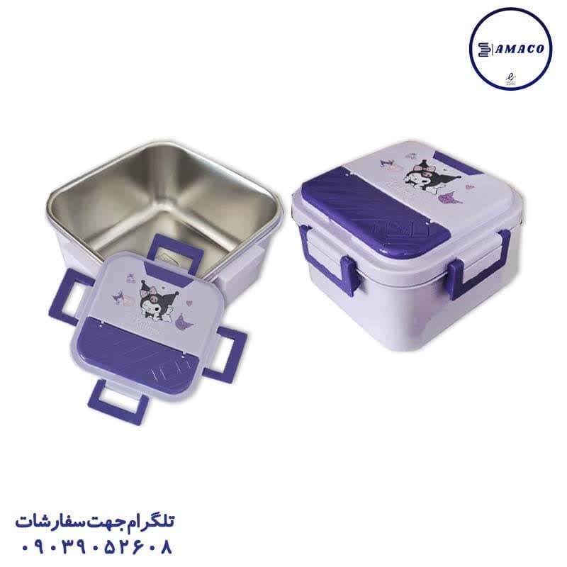 خرید 633 لانچ باکس داخل استیل مربع فانتزی کد 2 عکس ظرف غذا قمقمه لیوان 633 لانچ باکس داخل استیل مربع فانتزی کد 2