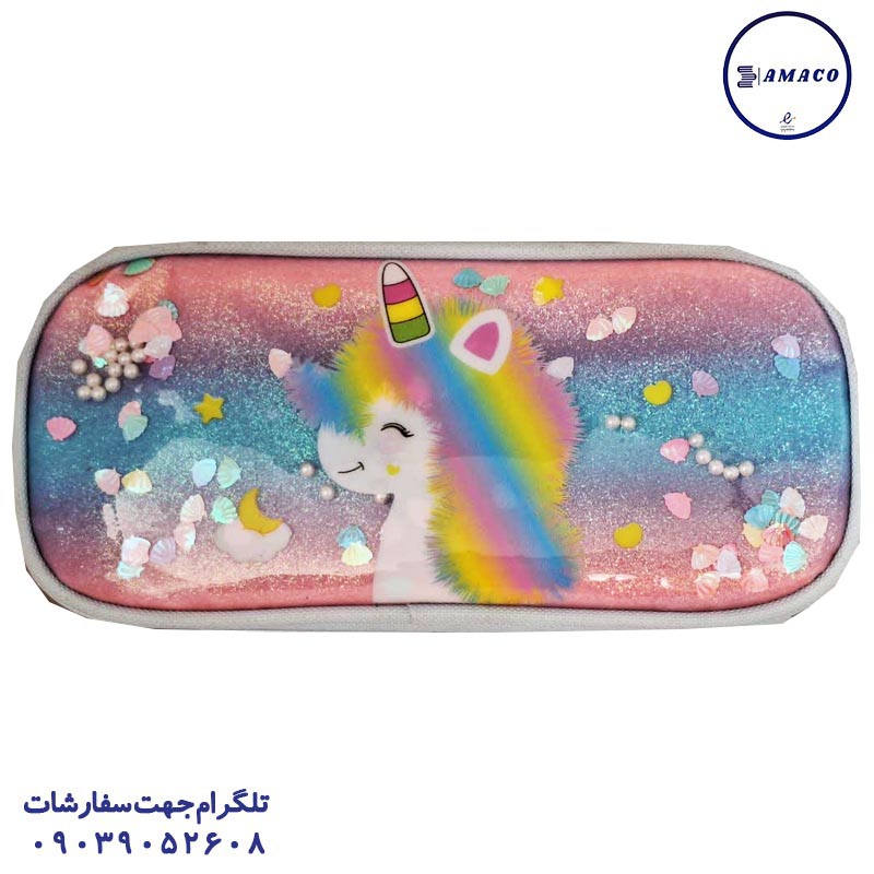 عکس جامدادی فانتزی جامدادی طرح یونیکورن پولک دار کد 845 وحدت