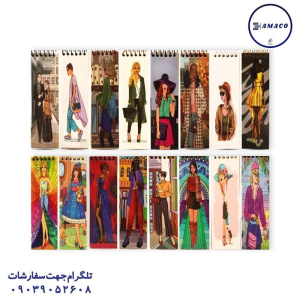 عکس دفترچه یادداشت باریک فنری طرح دختر فاطیما