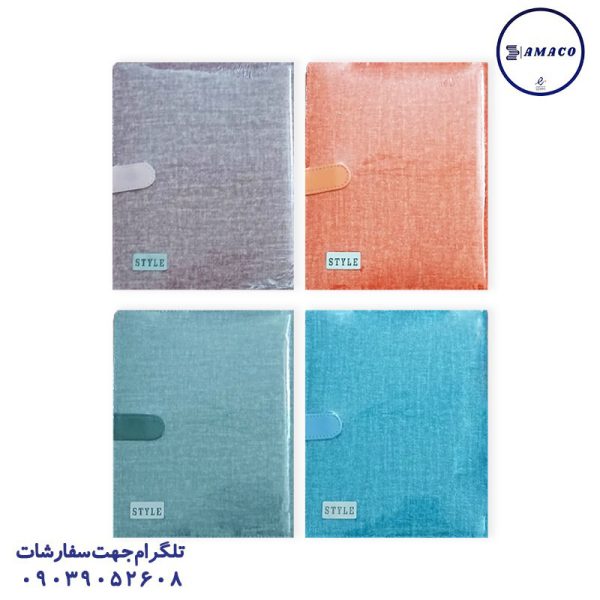 عکس دفتر کلاسوری کلاسور 100 قفل فلز مخمل A4 استایل