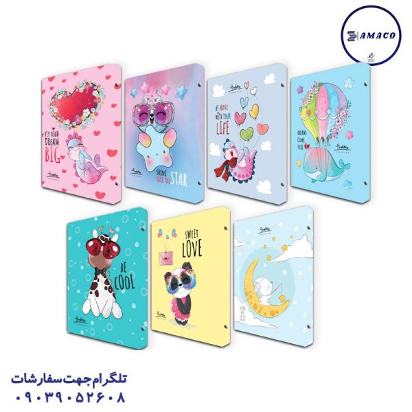 عکس دفتر کلاسوری کلاسور 100 قفل فلز سری ملوپا کد 208 هشتگ