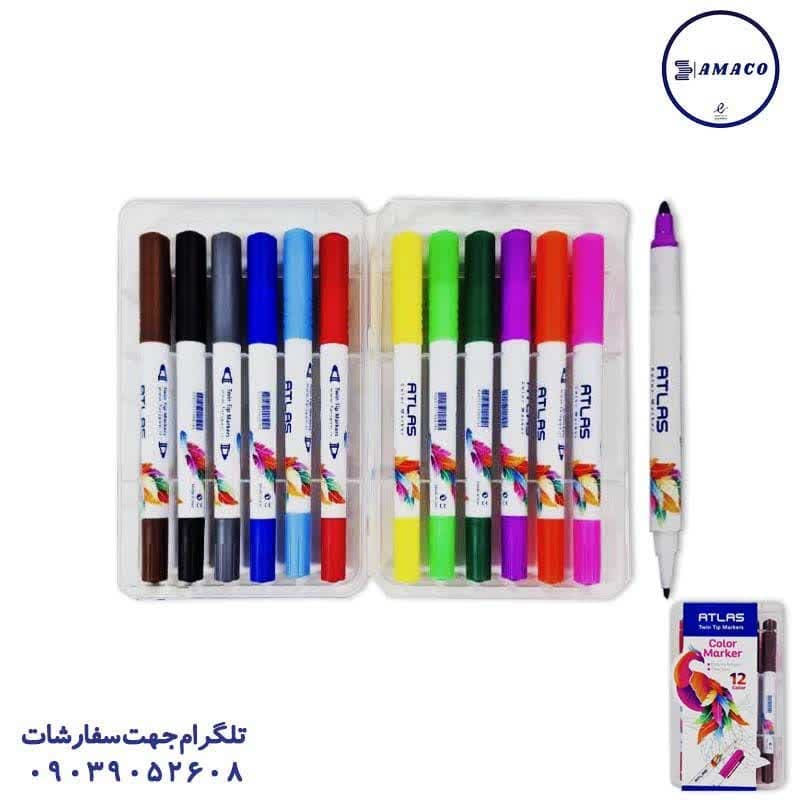 خرید ماژیک نقاشی 12 رنگ 2 سر جعبه ای اطلس عکس ماژیک ماژیک نقاشی 12 رنگ 2 سر جعبه ای اطلس