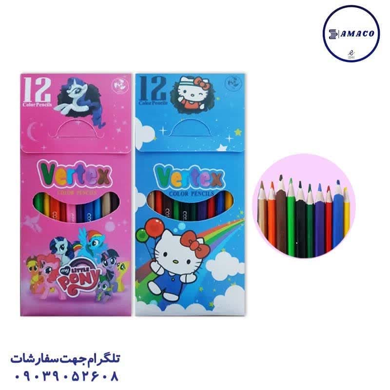 خرید مداد رنگی 12 مقوا پلیمری ورتکس عکس مدادرنگی مداد رنگی 12 مقوا پلیمری ورتکس
