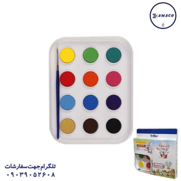عکس پاستیل و آبرنگ آبرنگ  12 رنگ طلقی  با قلمو آرت لاین