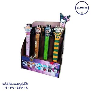 عکس لوازم ریاضی خط کش 15 سانت چوبی استند 80 عددی طرح کرومی و لبوبو
