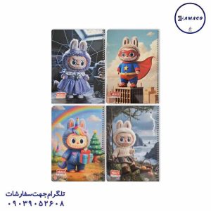 عکس دفتر دفتر 50 خطی فنری طرح لبوبو(48) موزی