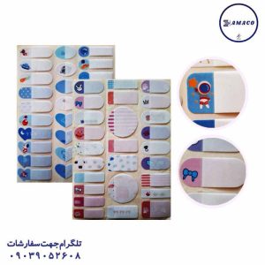 عکس کاغذ یادداشت چسب دار ( استیکر ) برچسب نام ضد آب 2 برگی