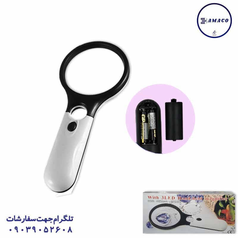 خرید ذره بین جعبه دار 6902 چراغ دار عکس لوازم کمک آموزشی ذره بین جعبه دار 6902 چراغ دار