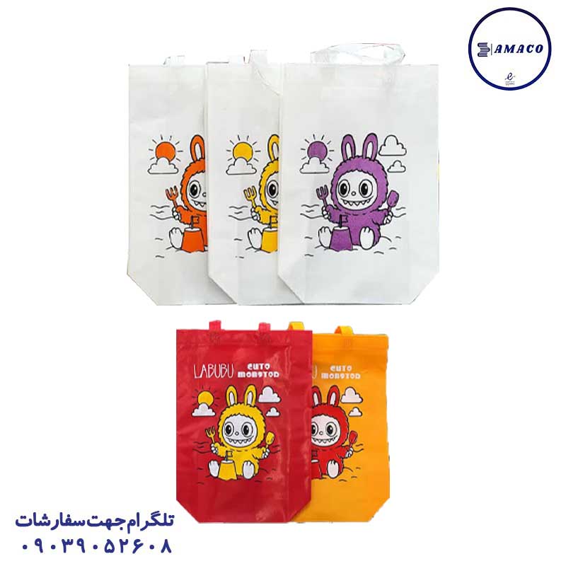 خرید ساک کادویی طرح لبوبو متوسط 30*40 عکس ساک و جعبه ساک کادویی طرح لبوبو متوسط 30*40