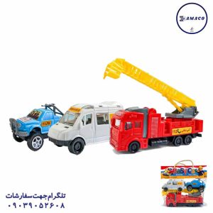 عکس اسباب بازی های پسرانه ست ماشین های 3 عددی امداد سلفونی