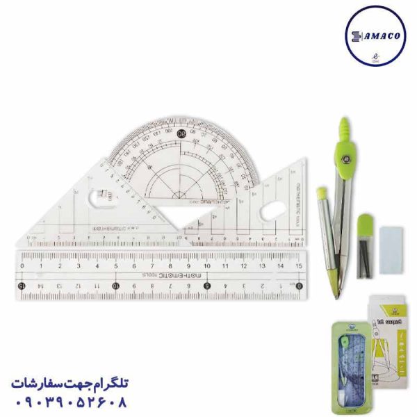عکس لوازم ریاضی ست پرگار 7 تکه جعبه فلزی کد 6801 شانلی
