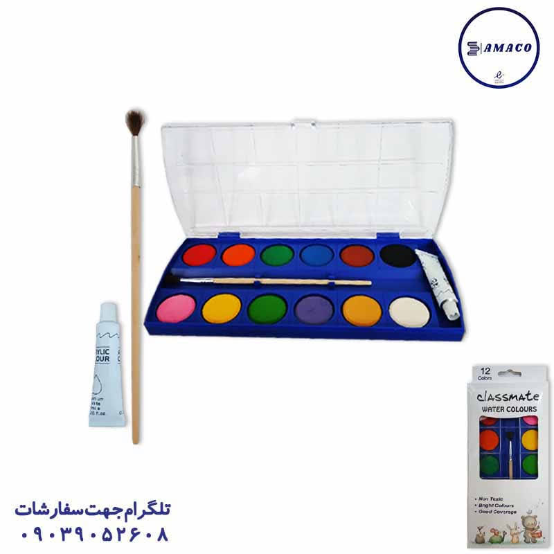 عکس پاستیل و آبرنگ آبرنگ پالتی 12 رنگ کد 028 کلاسمیت