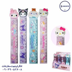 عکس لوازم ریاضی خط کش 15 سانت سر سیلیکونی طرح کرومی کد 728 (48)