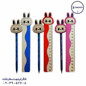 عکس تحریر فانتزی پک خط کش و مداد طرح لبوبو سراج