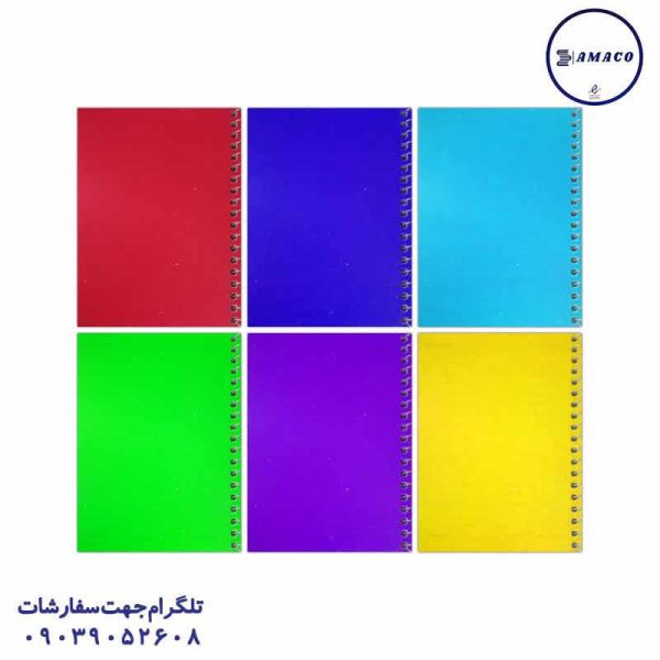 عکس دفترچه یادداشت 1.8 طلقی رنگی بغل باز شو مبشر