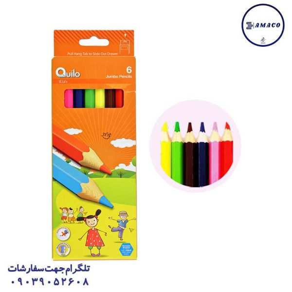 عکس نوشت افزار مداد رنگی 6 مقوا جامبو 634011 کویلو