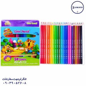 عکس نوشت افزار مداد رنگی 24 مقوا ارژنگ