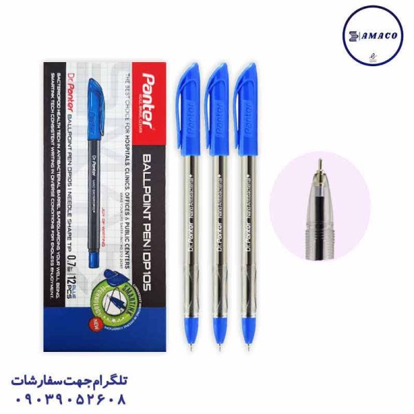 عکس نوشت افزار خودکار دکتر پنتر آبی جعبه ای  12 عددی پنتر