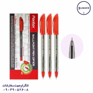 عکس نوشت افزار خودکار دکتر پنتر قرمز جعبه ای 12 عددی پنتر