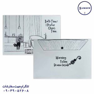 عکس ملزومات اداری پوشه دکمه دار سفید مشکی طرحدار کد 4215 پاپکو