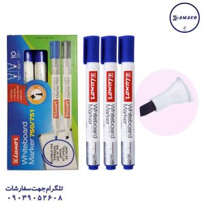 عکس نوشت افزار ماژیک وایت برد آبی سر تخت لاکسر