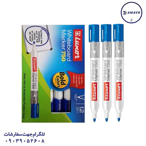 عکس نوشت افزار ماژیک وایت برد آبی سر گرد لاکسر