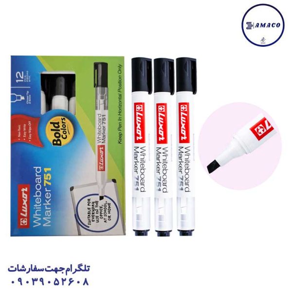 عکس نوشت افزار ماژیک وایت برد مشکی سر تخت لاکسر