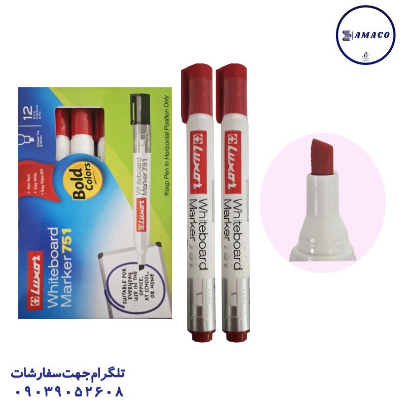 عکس نوشت افزار ماژیک وایت برد قرمز سر تخت لاکسر