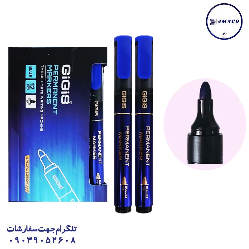 خرید ماژیک معمولی آبی سر گرد جیجیس عکس نوشت افزار ماژیک معمولی آبی سر گرد جیجیس