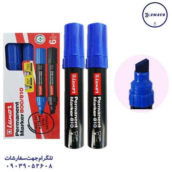 عکس نوشت افزار ماژیک معمولی آبی درشت سر تخت کد 810 لاکسر